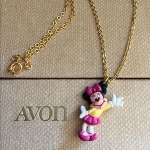 Vintage Avon Disney Minnie Mouse 3D Pendant Necklace NIB 18” GoldTone Y2K